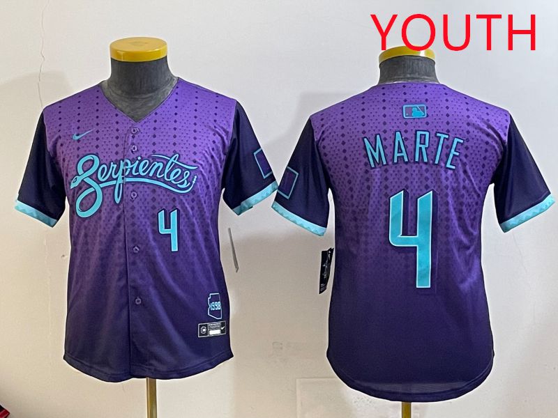 Youth Arizona Diamondback #4 Marte Purple Joint Name 2025 Nike MLB Jersey style 35->youth mlb jersey->Youth Jersey